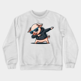 Funny Dabbing Pig Cute Pigs Dab Farmer Dabbing Pigs Crewneck Sweatshirt